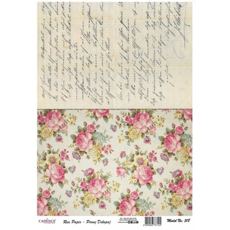 PAPEL DE ARROZ ROSAS Y CARTAS 30x41 CM