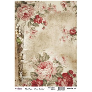 PAPEL DE ARROZ PERGAMINO CON ROSAS 30x41 CM