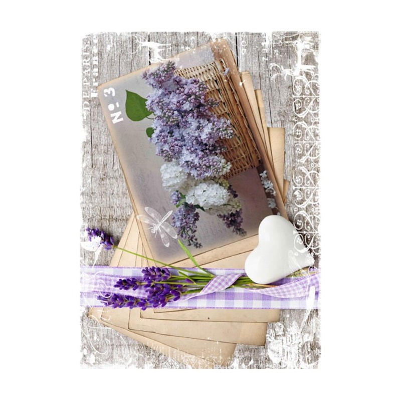 PAPEL DE ARROZ CESTO FLORES MORADAS  30x41 CM