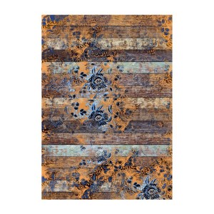 PAPEL DE ARROZ LISTONES DE MADERA AZULES Y ORO 30x41 CM