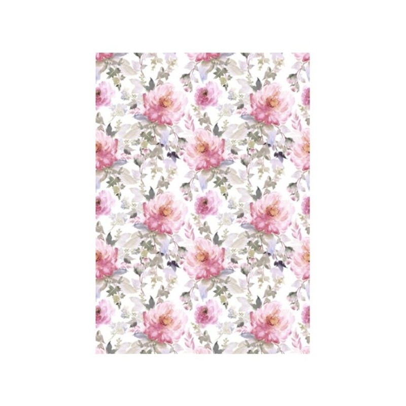 PAPEL DE ARROZ FLORES ROSAS DIFUMINADAS 30x41 CM