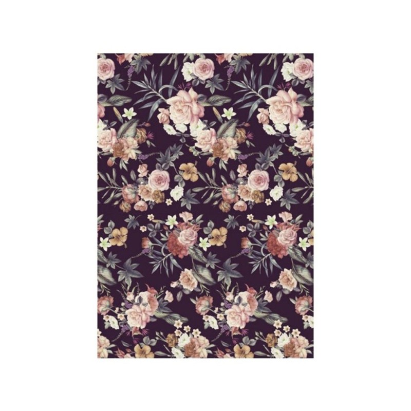 PAPEL DE ARROZ RAMILLETES FLORES FONDO NEGRO 30x41 CM