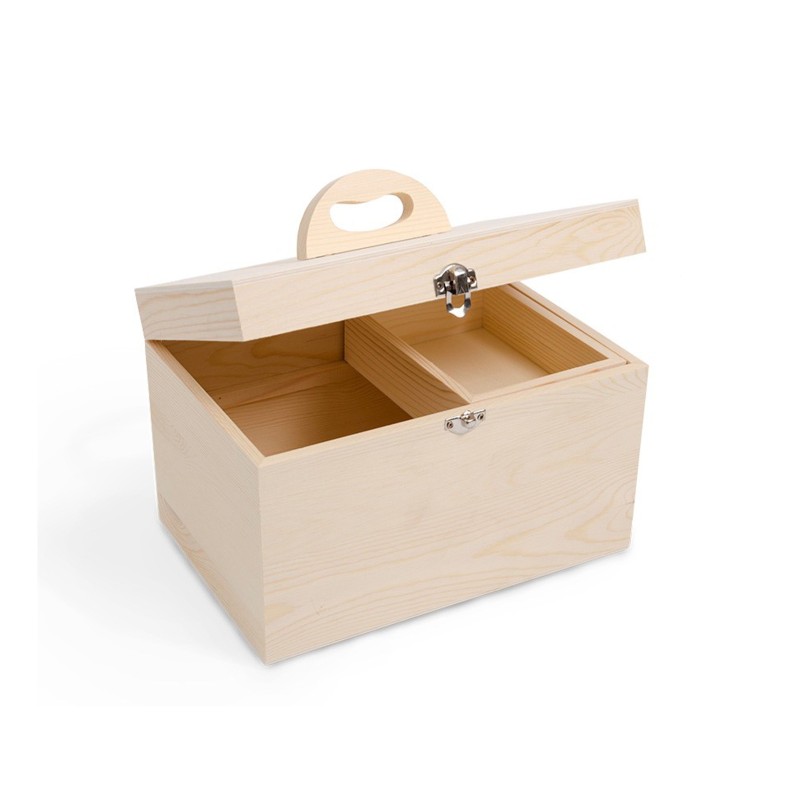 CAJA CON ASA, BANDEJA Y CIERRE METÁLICO 25X17X16 CM